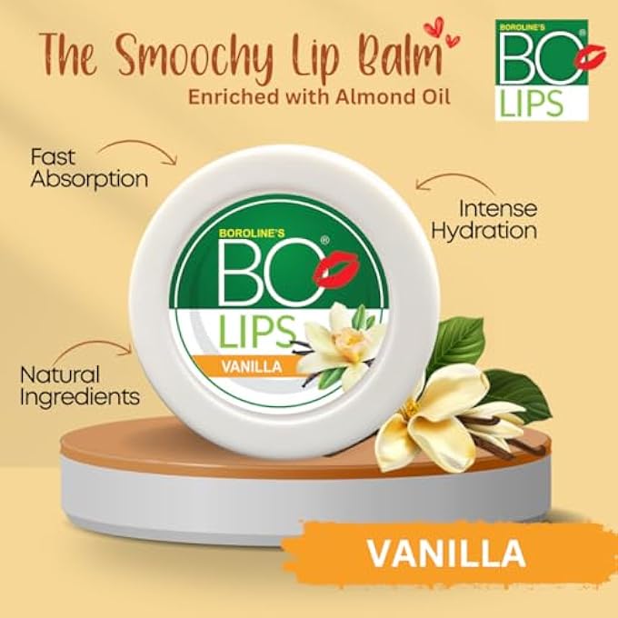 BOROLINE BO LIPS NOURISHING LIP BALM | STRAWBERRY, VANILLA, CHOCOLATE FLAVOUR WITH NATURAL ALMOND OIL | FOR GLOSSY SOFT LIPS (PACK OF 3) - Image 4